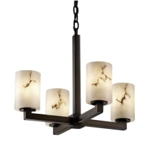LumenAria 4 Light 20" Wide Pillar Candle Chandelier with Faux Alabaster Resin Shades