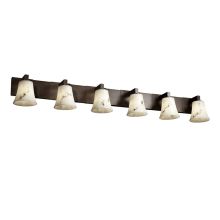 LumenAria 6 Light 55-3/4" Wide Bathroom Vanity Light with Faux Alabaster Resin Shades