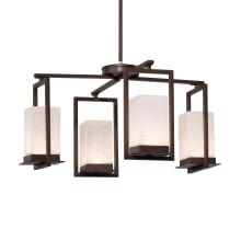 Laguna 4 Light 25" Wide Integrated LED Chandelier with Weave Patterned Rectangular Artisan Glass Shade