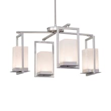 Laguna 4 Light 25" Wide Integrated LED Chandelier with Weave Patterned Rectangular Artisan Glass Shade