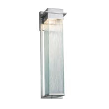 Pacific Single Light 24" Tall Integrated LED Outdoor Wall Sconce with Rain Patterned Artisan Glass Shade