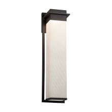 Pacific Single Light 24" Tall Integrated LED Outdoor Wall Sconce with Weave Patterned Rectangular Artisan Glass Shade