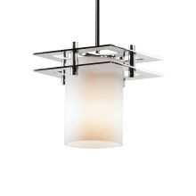 Fusion 1 Light Mini Pendant with Black Cord for Hanging and Cylindrical Shade with Flat Rim