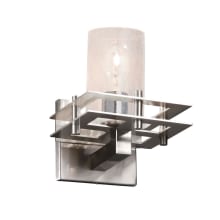 Metropolis Single Light 8-1/4" Tall Wall Sconce with Cylindrical Seeded Glass Shade