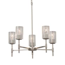 Union 5 Light 24" Wide Integrated LED Pillar Candle Chandelier with Seeded Cylindrical Shades