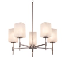 Union 5 Light 24" Wide Chandelier with Frosted Crackle Square Shades