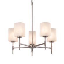 Union 5 Light 24" Wide Integrated LED Chandelier with Frosted Crackle Square Shades