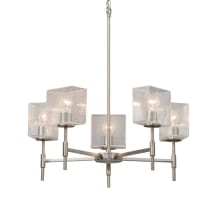 Union 5 Light 24" Wide Integrated LED Chandelier with Seeded Rectangular Shades