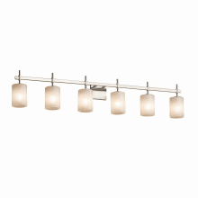 Union 6 Light 48-3/4" Wide Vanity Light with Weave Patterned Rectangular Artisan Glass Shade