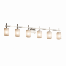 Union 6 Light 48-3/4" Wide Integrated LED Vanity Light with Weave Patterned Rectangular Artisan Glass Shade