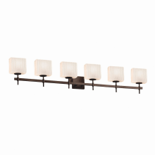 Union 6 Light 50-1/2" Wide Vanity Light with Ribbon Patterned Rectangular Shades