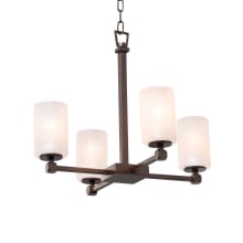 Tetra 4 Light 21" Wide Pillar Candle Chandelier with Frosted Crackle Cylindrical Flat Rimmed Shades
