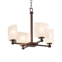 Tetra 4 Light 21" Wide Chandelier with Frosted Crackle Oval Shades