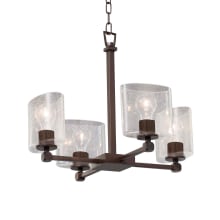Tetra 4 Light 21" Wide Chandelier with Seeded Oval Shades