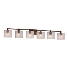 Fusion 6 Light 49" Wide Bathroom Vanity Light with Rectangular Seeded Glass Shades