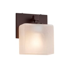 Tetra Single Light 8" Tall Integrated LED Wall Sconce with Frosted Crackle Glass Rectangular Shade