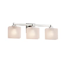 Fusion 3 Light 22" Wide Bathroom Vanity Light with Rectangular Frosted Crackle Glass Shades