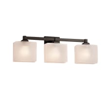 Fusion 3 Light 22" Wide Bathroom Vanity Light with Rectangular Frosted Crackle Glass Shades