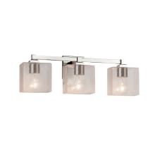 Fusion 3 Light 22" Wide Bathroom Vanity Light with Rectangular Seeded Glass Shades
