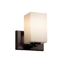 Fusion 8" Tall Bathroom Sconce with Flat Rimmed Square Opal Shade from the Era Series