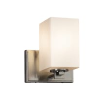 Fusion 8" Tall Bathroom Sconce with Flat Rimmed Square Opal Shade from the Era Series