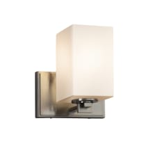 Fusion 8" Tall LED Bathroom Sconce with Flat Rimmed Square Opal Shade from the Era Series