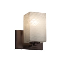 Fusion 8" Tall LED Bathroom Sconce with Flat Rimmed Square Weave Shade from the Era Series