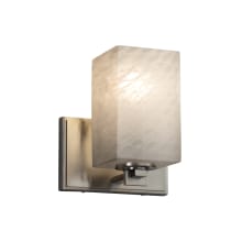 Fusion 8" Tall Bathroom Sconce with Flat Rimmed Square Weave Shade from the Era Series