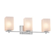 Fusion 3 Light 24" Wide Bathroom Vanity Light with Flat Rimmed Square Frosted Crackle Shades from the Era Series