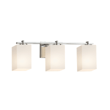 Fusion 3 Light 24" Wide Bathroom Vanity Light with Flat Rimmed Square Opal Shades from the Era Series
