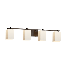 Fusion 4 Light 34" Wide LED Bathroom Vanity Light with Flat Rimmed Square Opal Shades from the Era Series