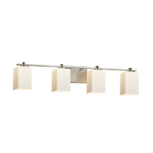 Fusion 4 Light 34" Wide LED Bathroom Vanity Light with Flat Rimmed Square Opal Shades from the Era Series