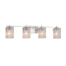 Fusion 4 Light 34" Wide Bathroom Vanity Light with Flat Rimmed Square Seeded Shades from the Era Series