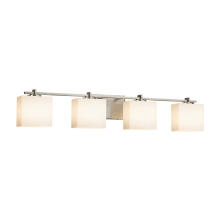 Fusion 4 Light 36" Wide Bathroom Vanity Light with Rectangle Opal Shades from the Era Series