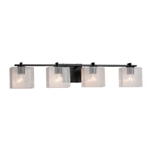 Fusion 4 Light 34" Wide LED Bathroom Vanity Light with Rectangle Seeded Shades from the Era Series