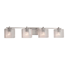 Fusion 4 Light 34" Wide LED Bathroom Vanity Light with Rectangle Seeded Shades from the Era Series