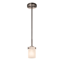Atlas Single Light 4-1/2" Wide Integrated LED Mini Pendant with Frosted Crackle Cylinder and Flat Rim Shade