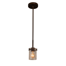 Atlas Single Light 4-1/2" Wide Mini Pendant with Seeded Cylindrical Shade