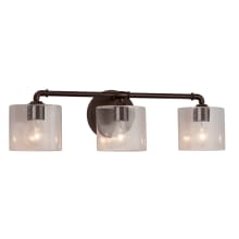 Bronx 3 Light 26-1/4" Wide Integrated LED Vanity Light with Seeded Oval Shades