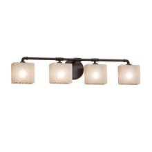Fusion 4 Light 35" Wide Bathroom Vanity Light with Rectangular Weave Glass Shades