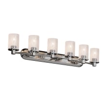 Fusion 6 Light 44" Wide Bathroom Vanity Light with Cylindrical Seeded Glass Shades