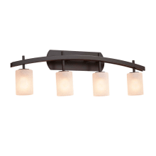 Archway 4 Light 35-1/2" Wide Integrated LED Vanity Light with Cylindrical Frosted Crackle Glass Shades