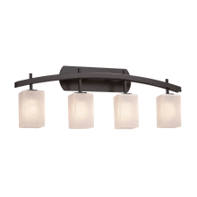 Archway 4 Light 35-1/2" Wide Vanity Light with Frosted Crackle Square Shades