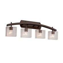 Fusion 4 Light 36" Wide Bathroom Vanity Light with Rectangular Seeded Glass Shades