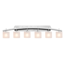 Fusion 6 Light 56" Wide Bathroom Vanity Light with Oval Frosted Crackle Glass Shades