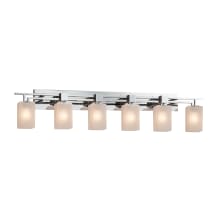 Fusion 6 Light 56" Wide Bathroom Vanity Light with Square Frosted Crackle Glass Shades