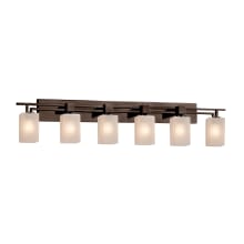 Fusion 6 Light 56" Wide Bathroom Vanity Light with Square Frosted Crackle Glass Shades