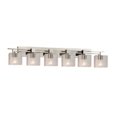 Fusion 6 Light 56" Wide Bathroom Vanity Light with Rectangle Seeded Shades