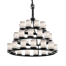 Fusion 36 Light 42" Wide Pillar Candle Style Chandelier with Weave-Patterned Glass Shades