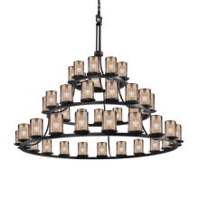 Fusion 45 Light 60" Wide Pillar Candle Style Chandelier with Mercury Glass Shades